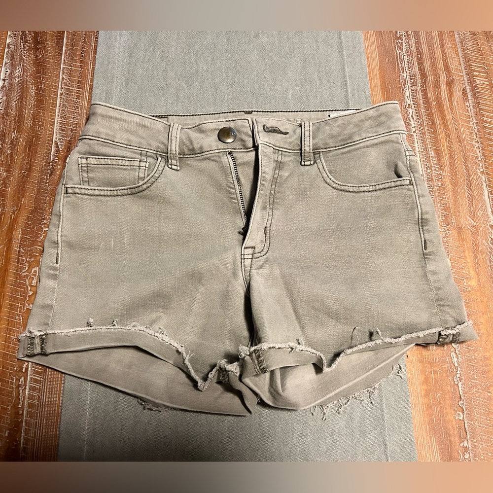 American Eagle Outfitters Olive Green Super Stretch Denim Shorts